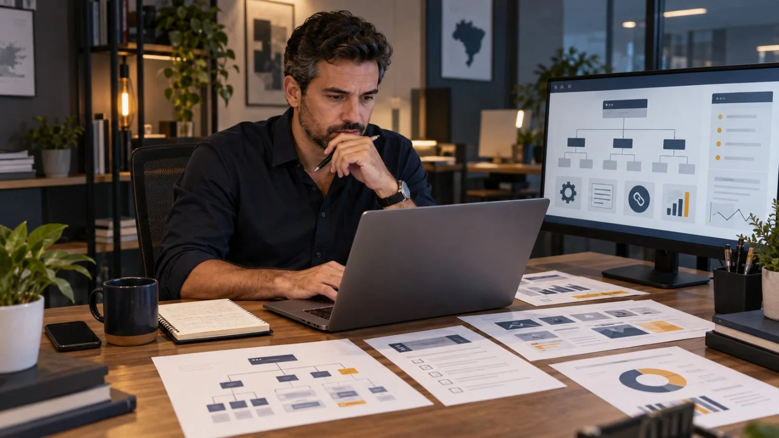Profissional avaliando quanto custa SEO e o escopo de um projeto