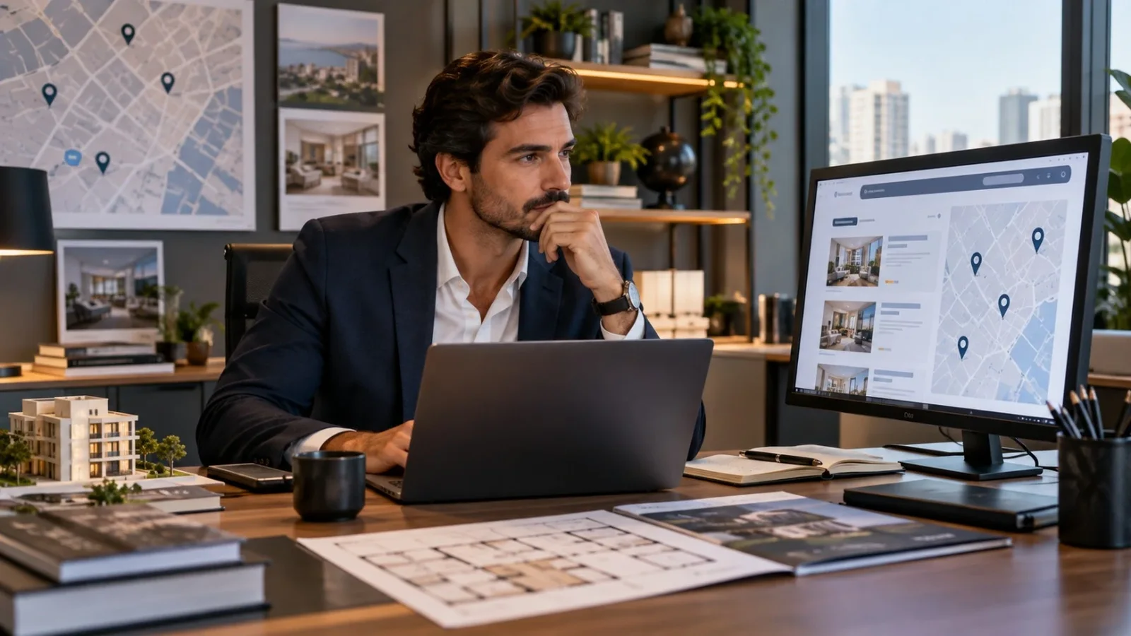 Profissional analisando SEO para imobiliárias para gerar leads orgânicos