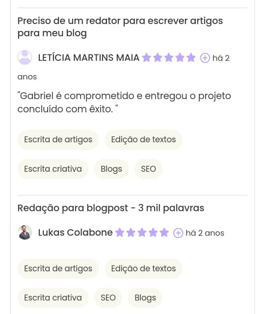 Print Workana do projeto Diagnostico e Implementação de Seo