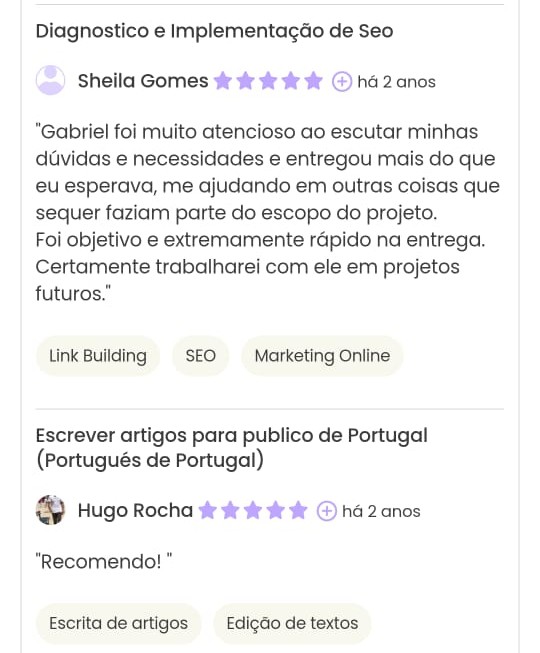 Print Workana do projeto com Google Analytics e Search Console